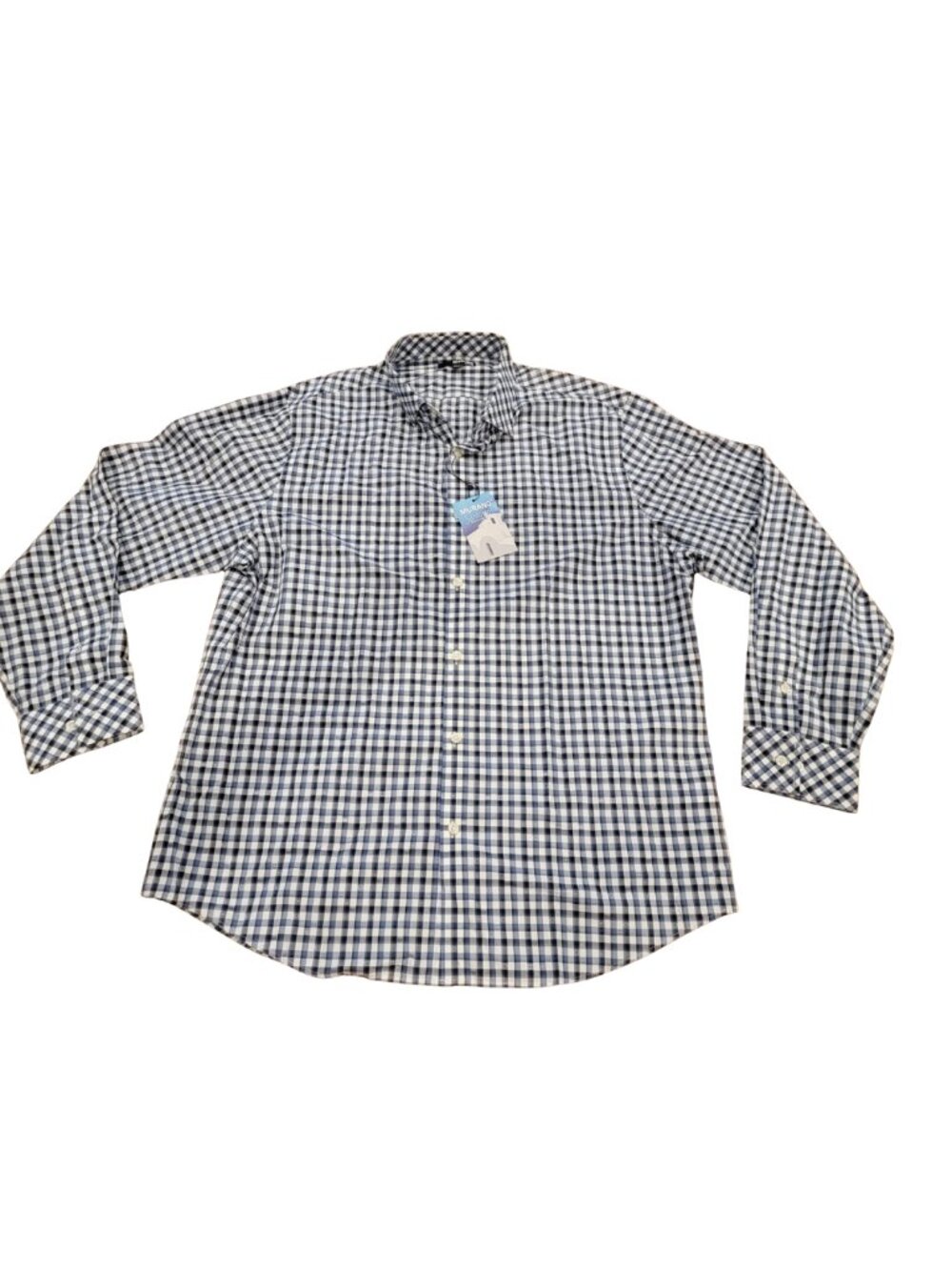 Murano Santorini Collection Slim Fit Button Down Blue Plaid Dress Shirt